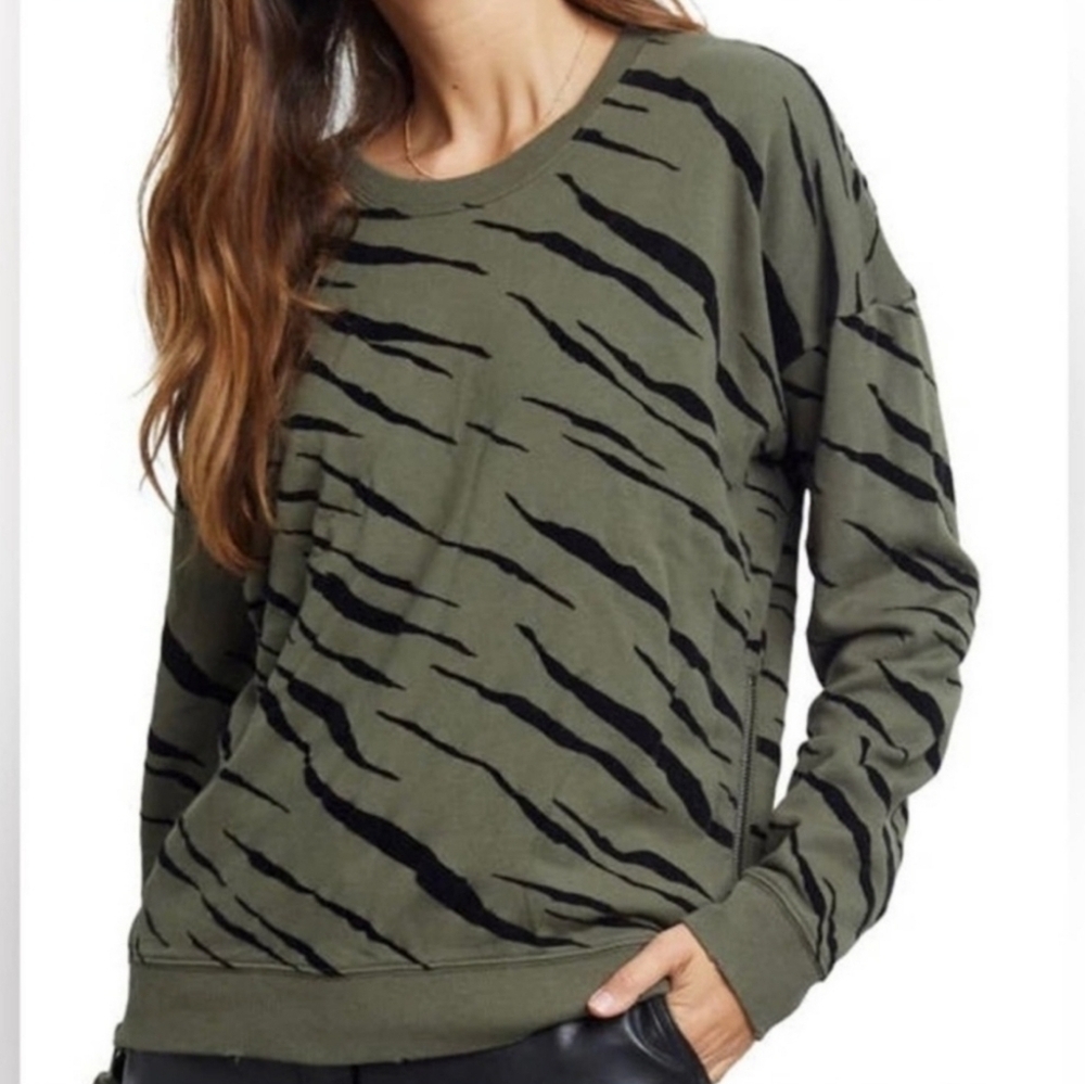 Rails Marlo Olive Flocked Tiger Sweatshirt Sz S
